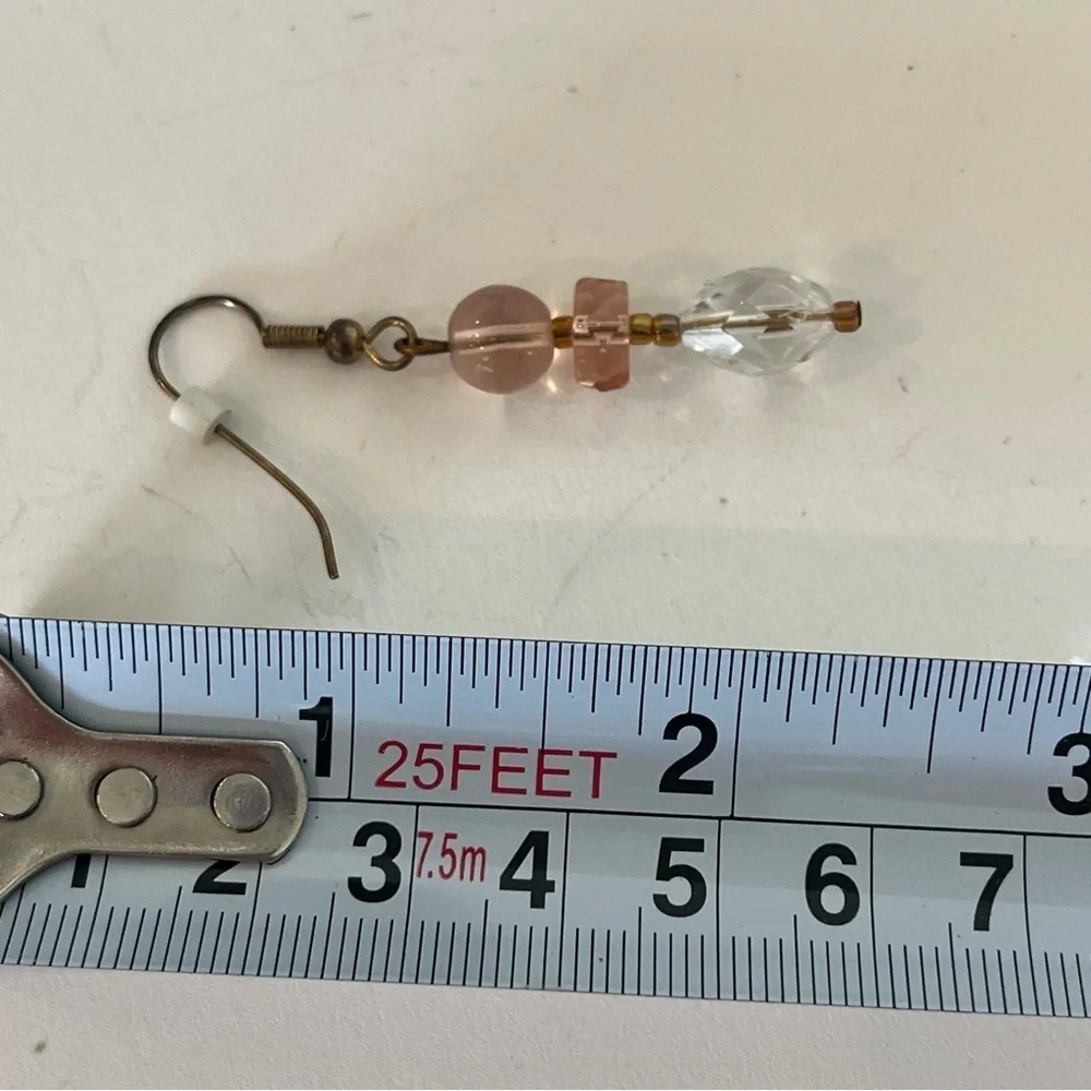 Pink and Clear Crystal Bead Earrings